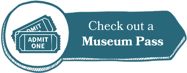 A teal graphic shows two illustrated tickets on the left and the words Museum Pass in bold white text on the right.